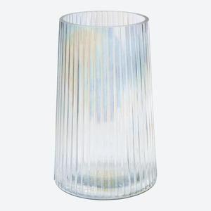 Glas-Vase mit Rillen, Ø ca. 13x20cm, White