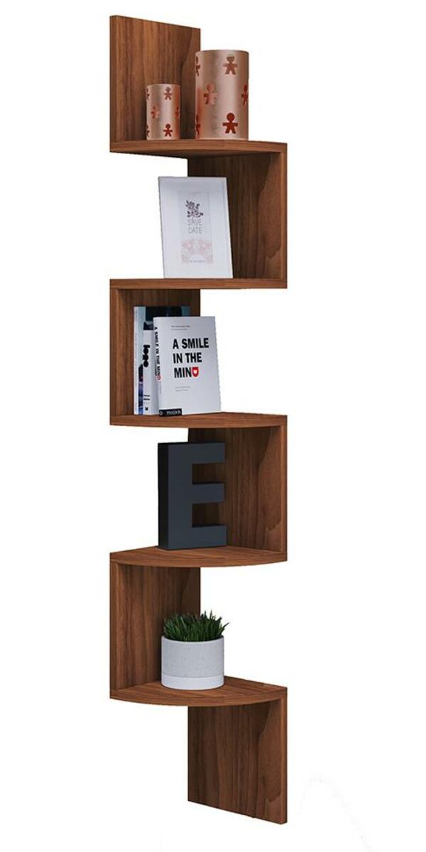Bild 1 von Eckregal ''Mintis'', in Nussbaumfarben, 5-fach, Nussbaumfarben