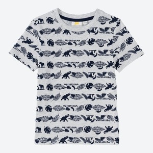 Jungen-T-Shirt mit Dschungel-Muster, Light-gray