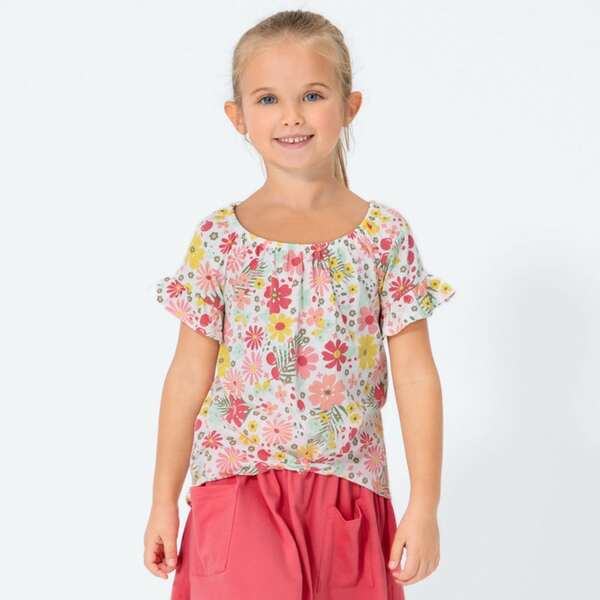 Bild 1 von Mädchen-T-Shirt mit Blumenmuster, Rose