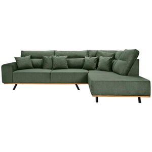 Max Winzer Ecksofa, Grün, Textil, 3-Sitzer, Füllung: Schaumstoff, Ottomane rechts, L-Form, 295x217 cm, Goldenes M, Made in Europe, Rücken echt, Wohnzimmer, Sofas & Couches, Wohnlandschaften, Eckso