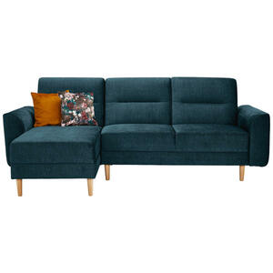 Max Winzer Ecksofa, Blau, Textil, Buche, 3-Sitzer, Füllung: Polyester, seitenverkehrt montierbar, L-Form, 240x144 cm, Goldenes M, Made in Europe, Liegefunktion, Schlafen auf Sitzhöhe, Hocker erhäl