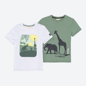 Jungen-T-Shirt mit Safari-Frontaufdruck, 2er-Pack, Green