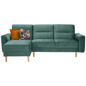 Max Winzer Ecksofa, Petrol, Textil, Buche, 3-Sitzer, Füllung: Polyester, seitenverkehrt montierbar, L-Form, 240x144 cm, Goldenes M, Made in Europe, Liegefunktion, Schlafen auf Sitzhöhe, Hocker erh