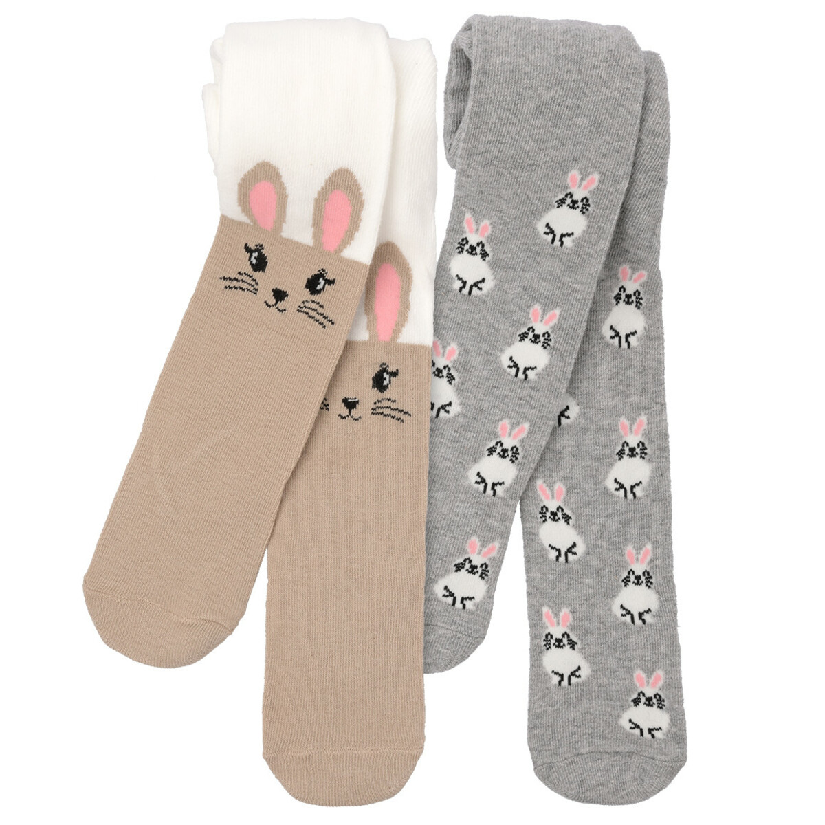 Bild 1 von 2 Baby Strumpfhosen mit Hasen-Motiven WEISS / BEIGE / GRAU