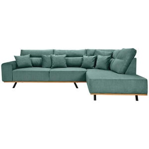 Max Winzer Ecksofa, Petrol, Textil, 3-Sitzer, Füllung: Schaumstoff, Ottomane rechts, L-Form, 295x217 cm, Goldenes M, Made in Europe, Rücken echt, Wohnzimmer, Sofas & Couches, Wohnlandschaften, Ecks