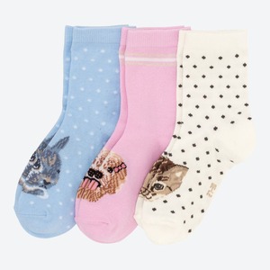 Mädchen-Socken mit Tier-Motiv, 3er-Pack, Rose
