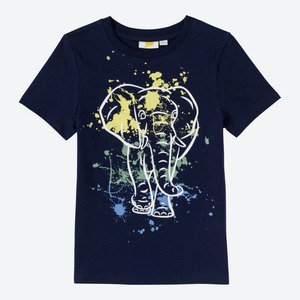 Jungen-T-Shirt mit Elefanten-Frontaufdruck, Dark-blue