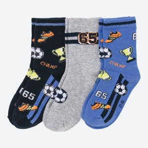Jungen-Socken mit Fußball-Design, 3er-Pack, Blue