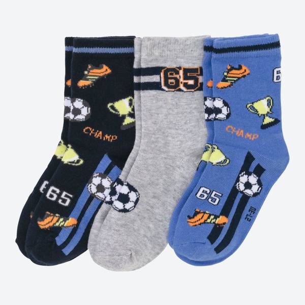 Bild 1 von Jungen-Socken mit Fußball-Design, 3er-Pack, Blue