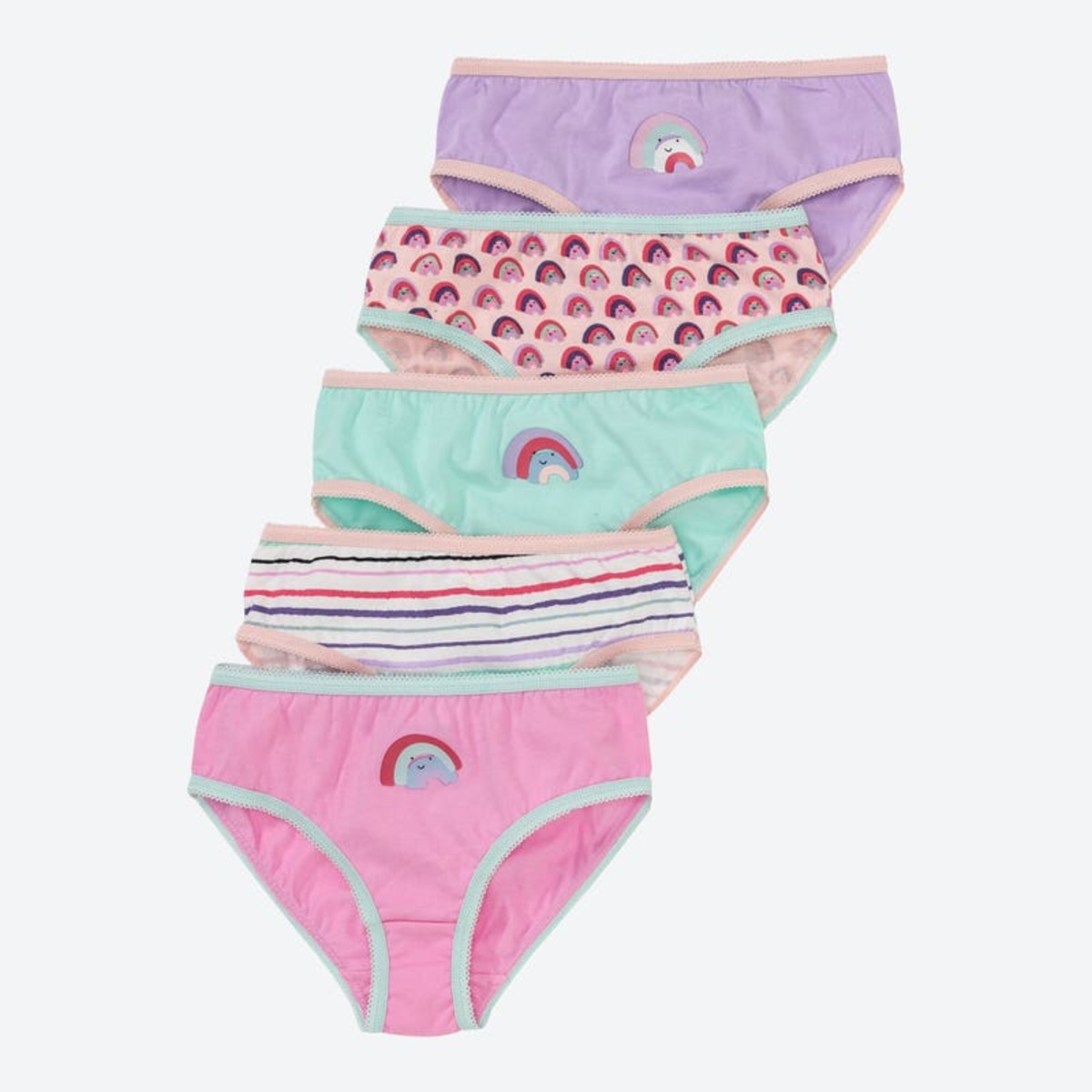 Bild 1 von Mädchen-Slip mit Regenbogen-Muster, 5er-Pack, Pink