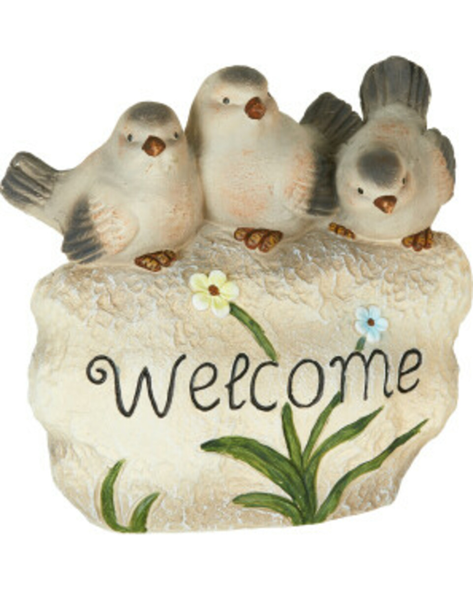 Bild 1 von Deko-Vögel mit Willkommensschriftzug
       
      ca. 35 x 21 x 32 cm
     
      grau