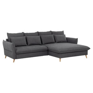Livetastic Eckschlafsofa, Grau, Textil, Buche, vollmassiv, Uni, 4-Sitzer, Füllung: Schaumstoffflocken,Schaumstoffflocken, 274x170 cm, Stoffauswahl, seitenverkehrt erhältlich, Schlafen auf Sitzhöhe