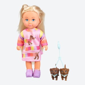 Simba Evi-Love-Puppe mit 2 Dackeln, ca. 12cm, Pink