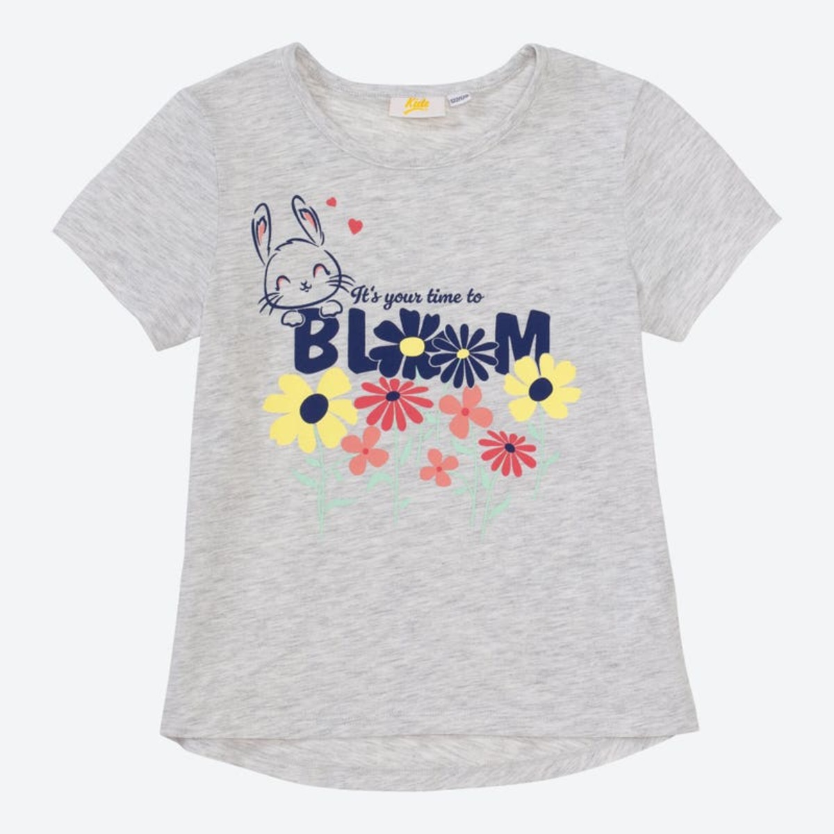 Bild 1 von Mädchen-T-Shirt mit Blüten-Frontaufdruck, Light-gray