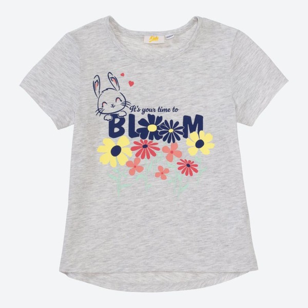Bild 1 von Mädchen-T-Shirt mit Blüten-Frontaufdruck, Light-gray