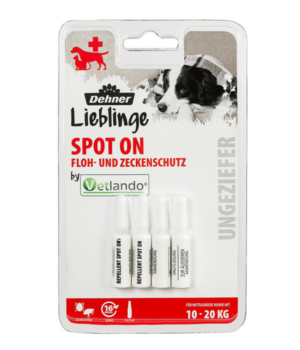 Bild 1 von Dehner Lieblinge Floh- und Zeckenschutz Spot On für mittelgroße Hunde, 4 x 2ml