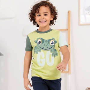 Jungen-T-Shirt mit Gecko-Frontaufdruck, Light-yellow