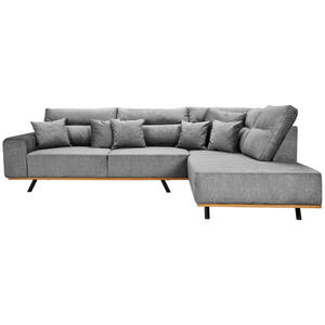 Max Winzer Ecksofa, Grau, Textil, 3-Sitzer, Füllung: Schaumstoff, Ottomane rechts, L-Form, 295x217 cm, Goldenes M, Made in Europe, Rücken echt, Wohnzimmer, Sofas & Couches, Wohnlandschaften