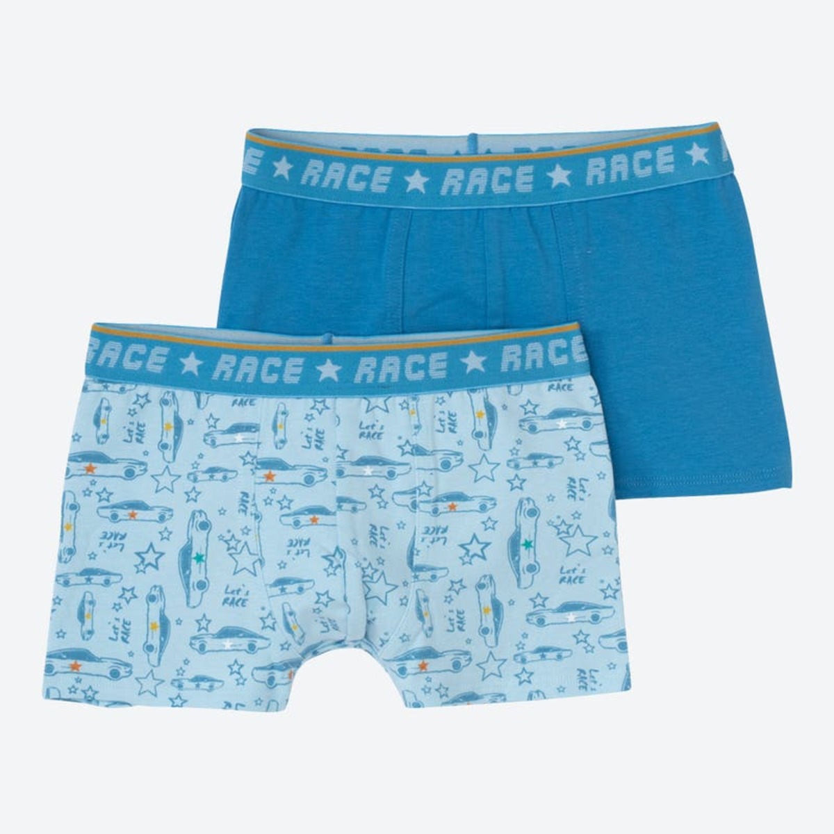 Bild 1 von Jungen-Retroshorts mit Rennauto-Muster, 2er-Pack, Blue