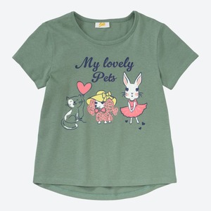 Mädchen-T-Shirt mit Haustier-Frontaufdruck, Green
