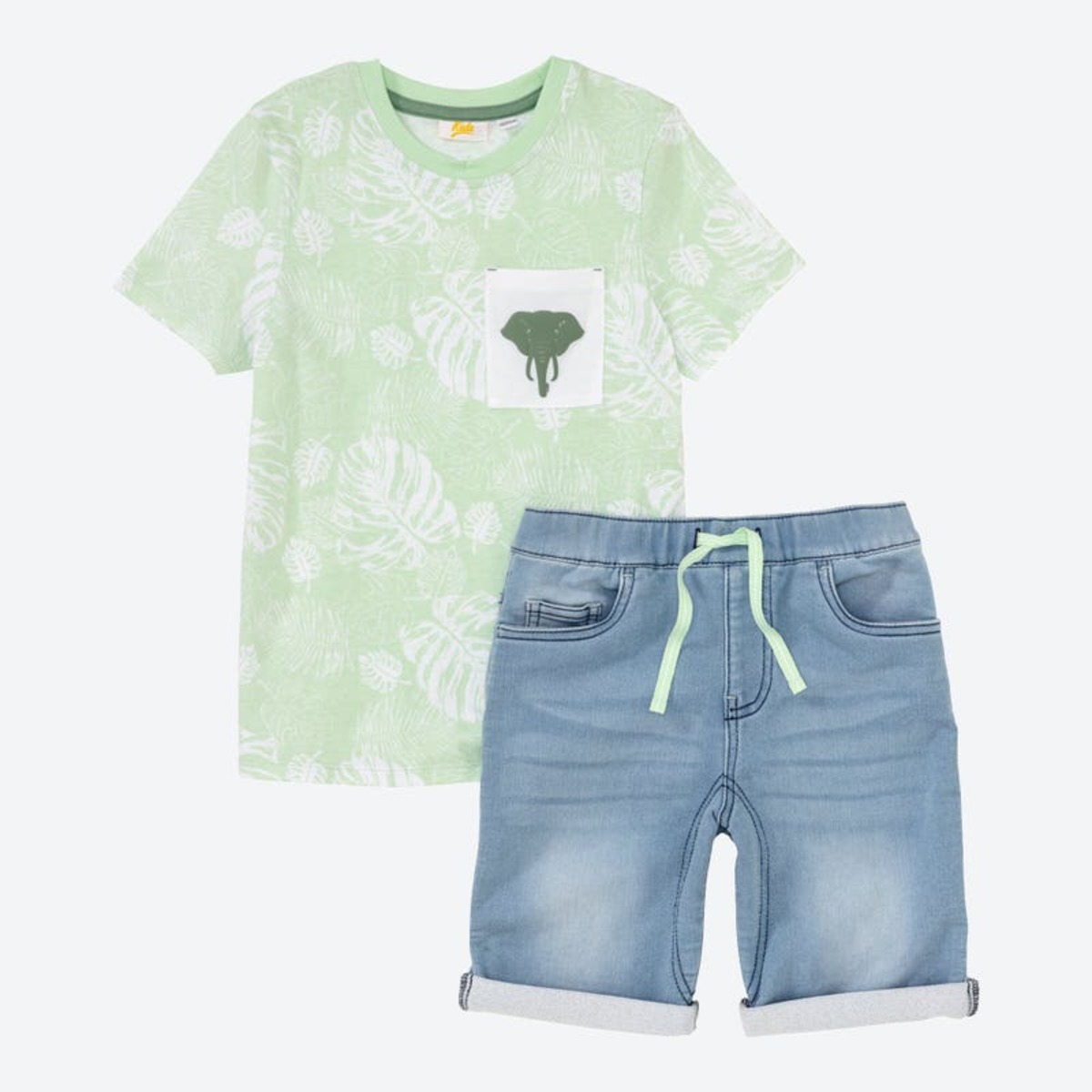 Bild 1 von Jungen-Set mit Jeans-Bermudas, 2-teilig, Turquoise