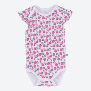 Baby-Mädchen-Body mit Erdbeer-Muster, Pink