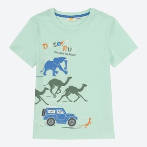 Jungen-T-Shirt mit coolem Frontaufdruck, Turquoise