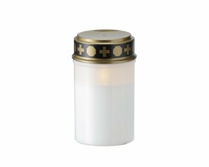 MARELIDA LED-Kerze »LED Grablicht Grabkerze gelb flackernd Timer H. 12,5cm bis zu 800 Std weiß gold«