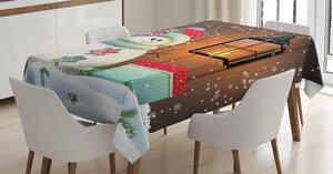 Abakuhaus Tischdecke »Personalisiert Farbfest Waschbar Für den Außen Bereich geeignet Klare Farben«, Weihnachten Garten mit Geschenkkarton