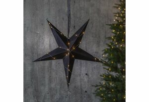STAR TRADING LED Stern »LED Papierstern Velvet Weihnachtsstern hängend D: 60cm Drahtlichterkette schwarz«