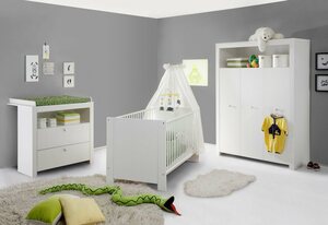 Babyzimmer-Komplettset »Trend«, (Set, 3-St), Bett + Wickelkommode + 3 trg. Schrank