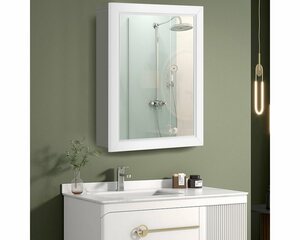 COSTWAY Badezimmerspiegelschrank »Wandschrank« mit Spiegel und Einzeltür, für Bade-, Wohnzimmer und Eingangsbereich