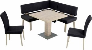 K+W Komfort & Wohnen Eckbankgruppe »Santos I«, gleichschenklig 157cm, zwei 4-Fußholzstühle und Tisch 90x90cm in SanRemo Eiche lackiert