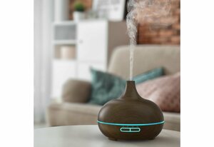 Arendo Diffuser, 300 l Wassertank, Aroma Diffuser in Holz Design mit LED - Diffusor / Timer Funktion / 7-Farben Wechsel