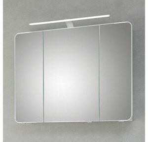 Lomadox Spiegelschrank »FES-4005-66« Badezimmer mit 3 Türen Korpus Lack Steingrau, inkl. LED & Steckdose - B/H/T: 90/72/17cm