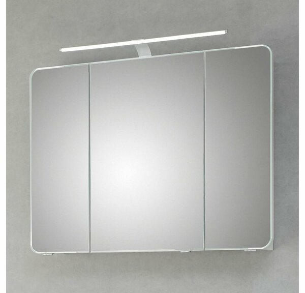 Bild 1 von Lomadox Spiegelschrank »FES-4005-66« Badezimmer mit 3 Türen Korpus Lack Steingrau, inkl. LED & Steckdose - B/H/T: 90/72/17cm
