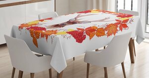 Abakuhaus Tischdecke »Personalisiert Farbfest Waschbar Für den Außen Bereich geeignet Klare Farben«, Hirsch Autumn Leaves Kranz Kunst