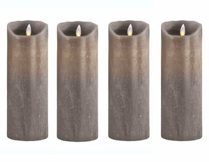 SOMPEX LED-Kerze »4er Set Flame LED Kerzen taupe 23cm« (Set, 4-tlg., 4 Kerzen, Höhe 23cm, Durchmesser 8cm), integrierter Timer, Echtwachs, täuschend echtes Kerzenlicht, optimales Set für den Adv