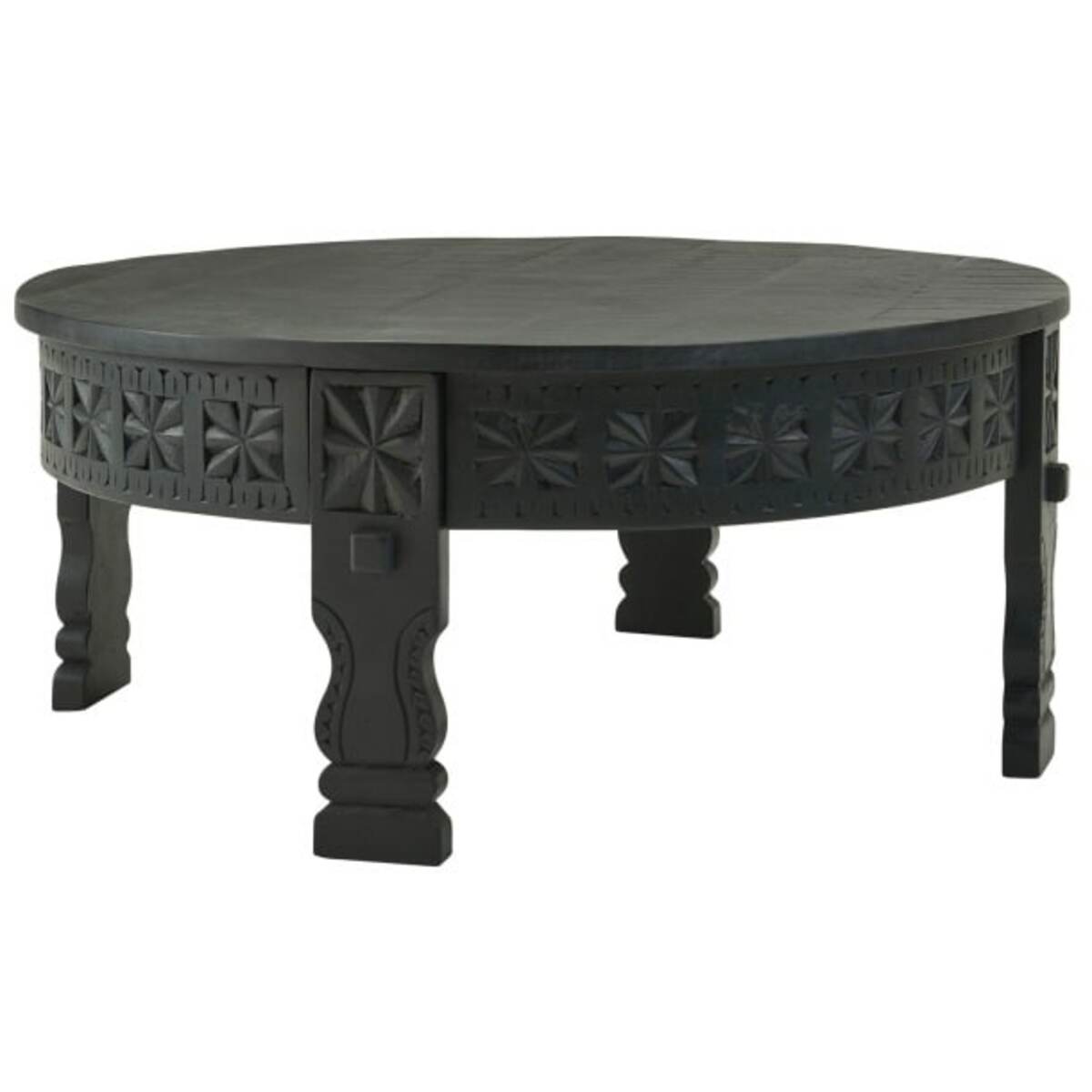 Bild 1 von Couchtisch rund 80 cm Mango massiv Schwarz