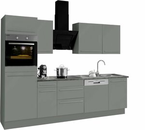 OPTIFIT Küchenzeile »Bern«, mit E-Geräten, Breite 270 cm, mit höhenverstellbaren Füßen, gedämpfte Türen und Schubkästen, Metallgriffe
