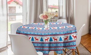 Abakuhaus Tischdecke »Kreis Tischdecke Abdeckung für Esszimmer Küche Dekoration«, Weihnachten Folk Knit Art-Kunst