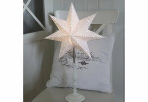 STAR TRADING LED Stern »Papierstern Weihnachtsstern Romantic stehend 7-zackig D:60cm E14 mit Kabel weiß«
