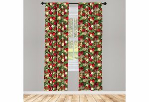 Gardine »Vorhang für Wohnzimmer Schlafzimmer Dekor«, Abakuhaus, Weihnachten Baum-Zweig Glocken