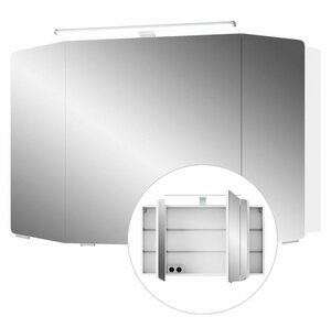 Lomadox Spiegelschrank »CERVIA-66« Badezimmer 100cm in weiß mit LED-Beleuchtung, B/H/T: 100/67/17 cm