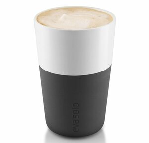 Eva Solo Becher »Caffé Latte Porzellan/Silikon Schwarz 2er-Set«, Porzellan