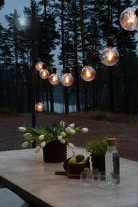KONSTSMIDE LED-Lichterkette, 10-flammig, LED globe Party Lichterkette, retro Design, schwarz, 10 bernsteinfarbene Dioden
