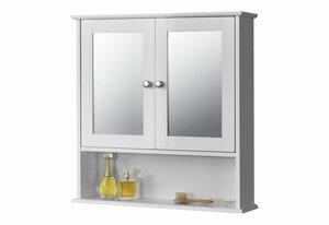 en.casa Badezimmerspiegelschrank »Linz« Badezimmerschrank mit Spiegel und Ablage 58x56x13cm Badschrank MDF weiß