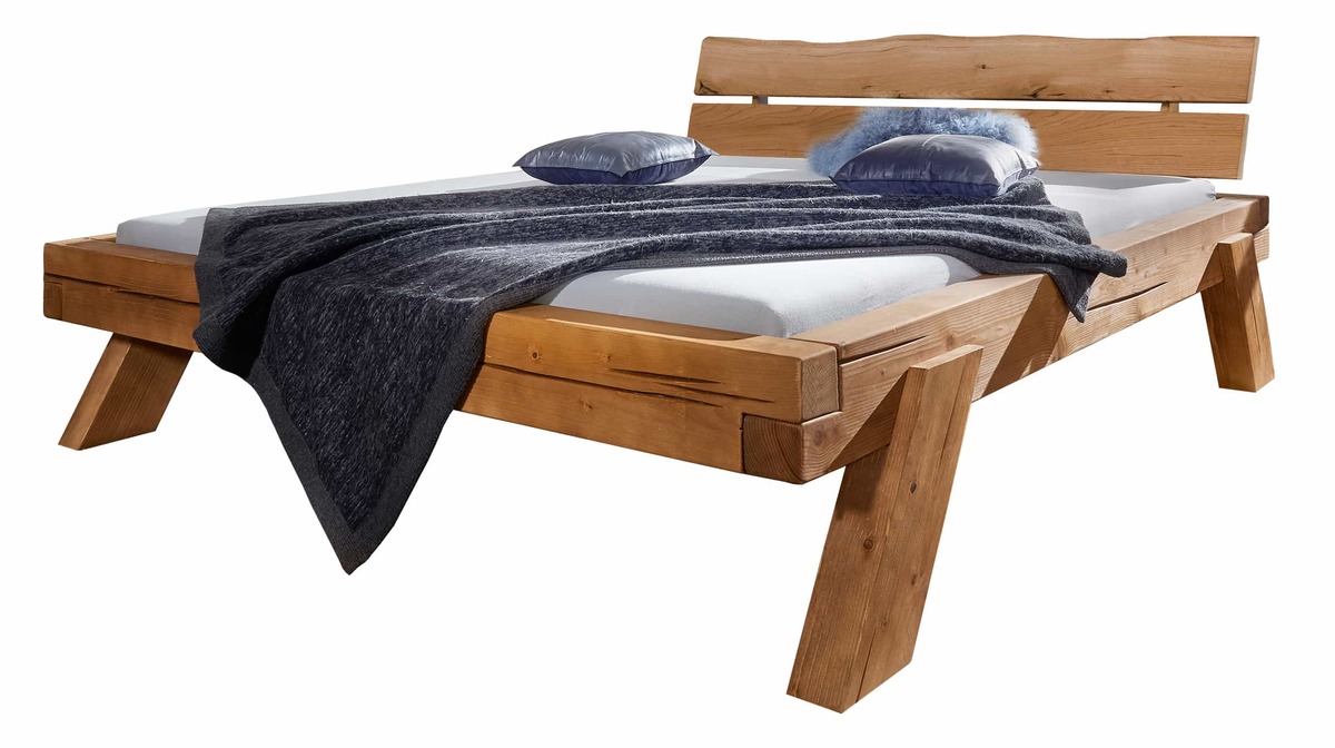 Bild 1 von Balkenbett Massivholzbett 180 x 200 cm Kiefer - BENKA