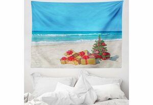 Wandteppich »aus Weiches Mikrofaser Stoff Für das Wohn und Schlafzimmer«, Abakuhaus, rechteckig, Weihnachten Strand Meer Sommer Ruhe